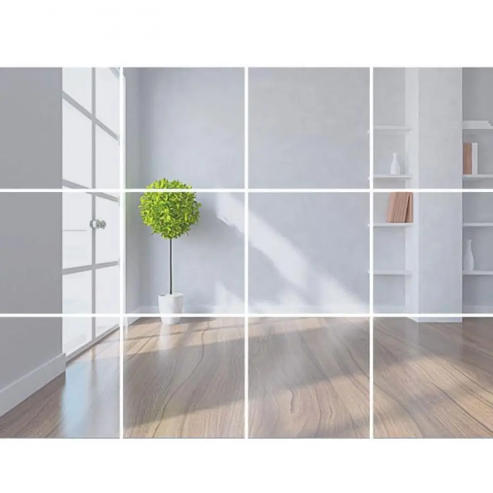 Unbreakable Flexible Mirror Sheets Large Size Non Glass Square Wall Mounted Mirror Frameless Cuttable Mirror Stickers DIY Craft
