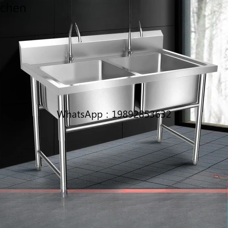 BB 304 stainless steel sink commercial dishwashing single pool three sinks double sink wash basin