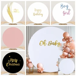 Customized White Round Backdrop Cover Pink Blue Circle Wedding Birthday Party Decor Baby Shower Newborn Wedding Photo Background