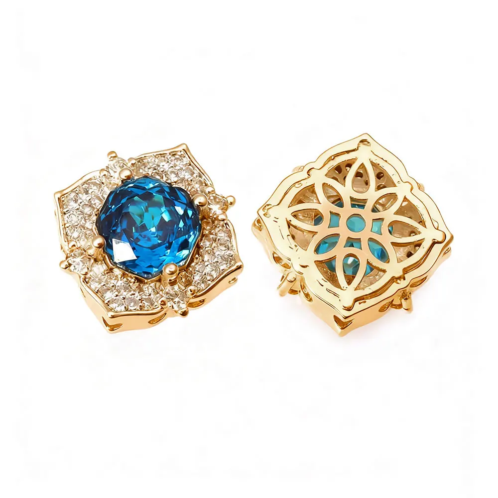 2PCS 18K Gold Color Brass and Zircon Rose Flower Spacer Beads Bracelets High Quality Diy Necklace Jewelry Accessories Making image 6