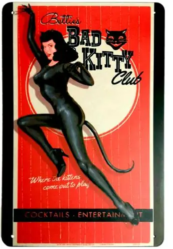 Bettie Page Vintage Metallschild Pinup Girl Art Retro Blechschild Werbung - Aluminium