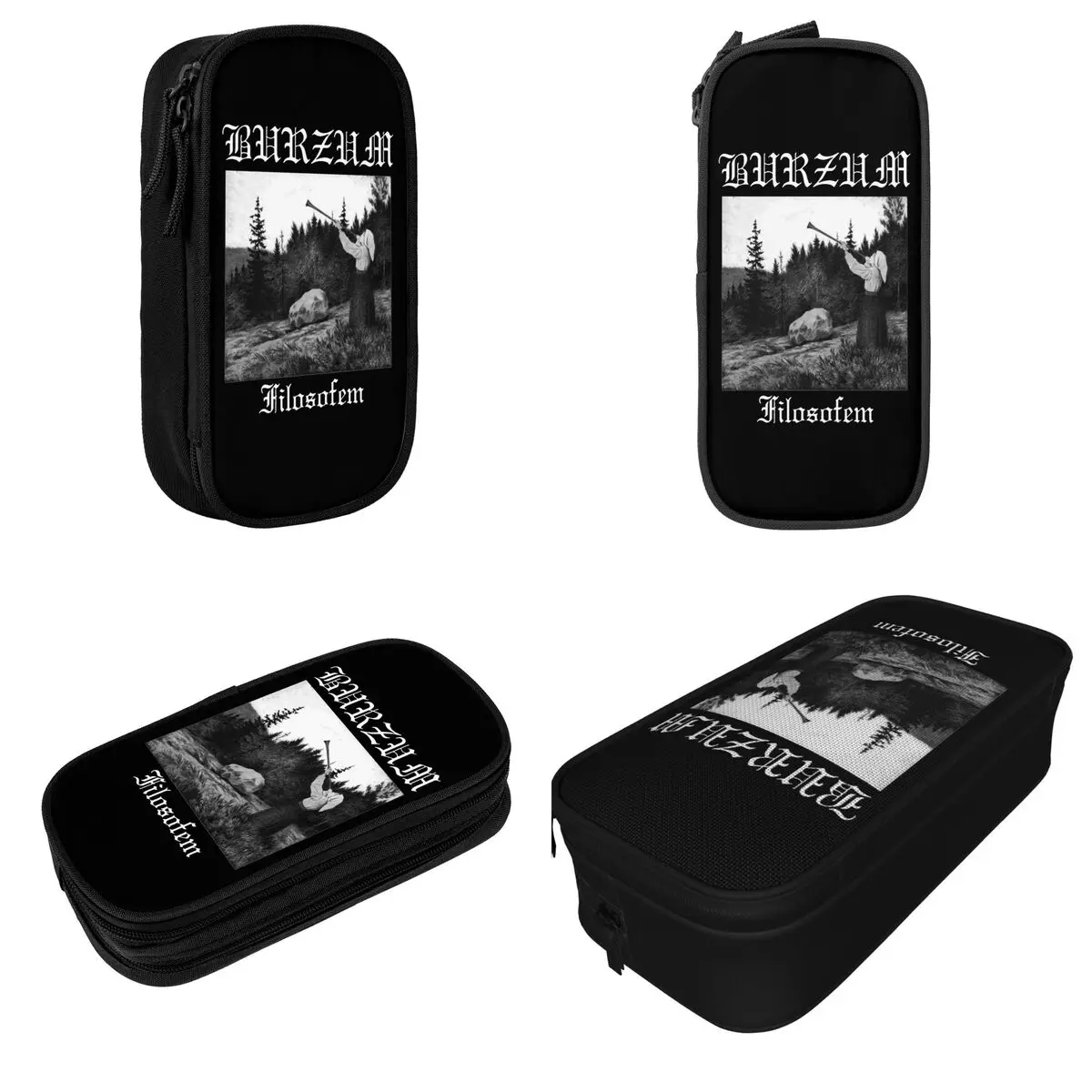 Черный металлический пенал Filosofem, новый Burzum ручка, сумка для студентов, большая вместимость, школьные принадлежности, пеналы на молнии