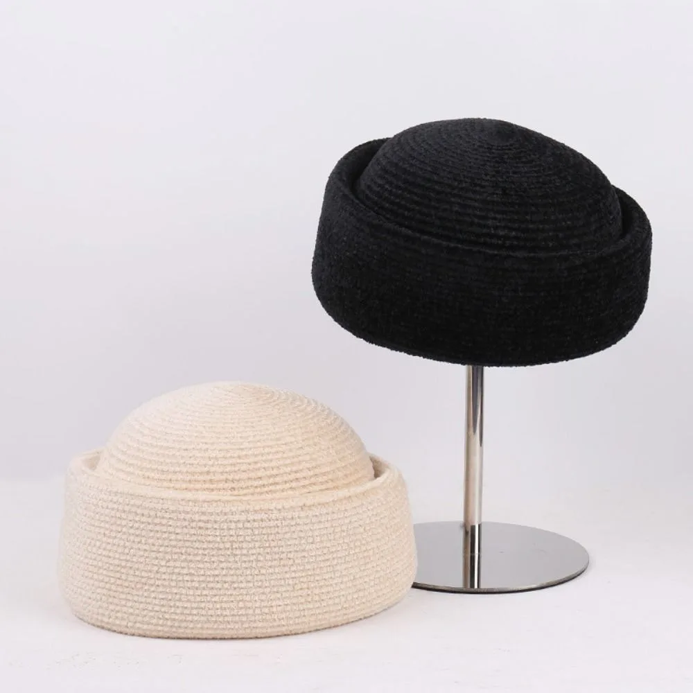 Vintage French Style Chenille Pillbox Hat Elegant Fedoras Fedora Hat Teardrop Air Hostess Medicine Box Hat Wedding Party