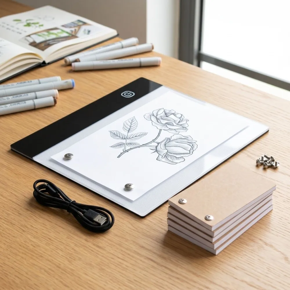 A6 Hand Drawing LED Board Portable Positioning Hole LED Flip Book Kit Ultra-Thin Flip Book Set Sketch Tracing Work