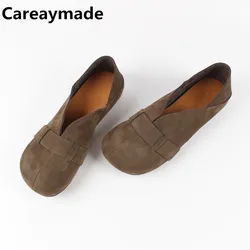 Careaymade-oryginalne skórzane ręcznie robione buty damskie, retro skóra bydlęca artystyczna podeszwa TPR miękka skóra szeroka edycja pojedyncze buty damskie