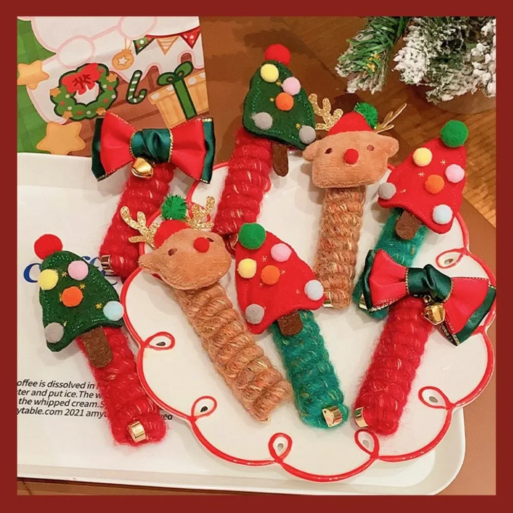 الكرتون عيد الميلاد ديكور خمر الكرة القلب مستقيم رباط رأس مطاطي للنساء الفتيات ذيل حصان حامل الشعر التعادل Scrunchie هيرباند