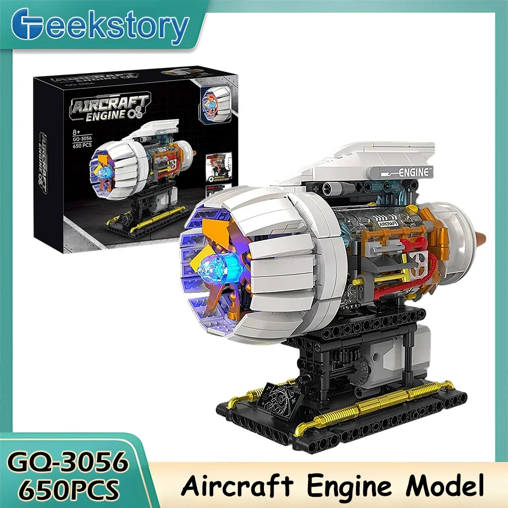 

650PCS Electrically Driven Aircraft Engine Model Creative Tech Set MOC Building Blocks Educational Assembly Set Toys Kids Gifts