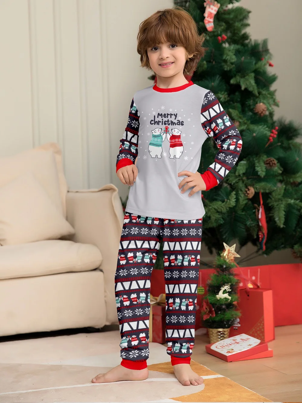 Christmas Family Matching Pajamas Sets Adult Kids Nightwear Tops+Pants Family Look Xmas Sleepwear Suits Baby Boys Girls Romper