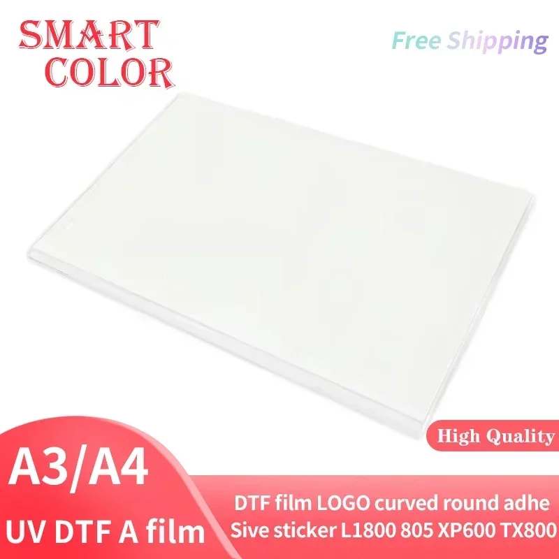 Smart Color DTF film For A3 A4 UV printers Waterproof transfer DTF film LOGO curved round adhesive sticker L1800 805 XP600 TX800