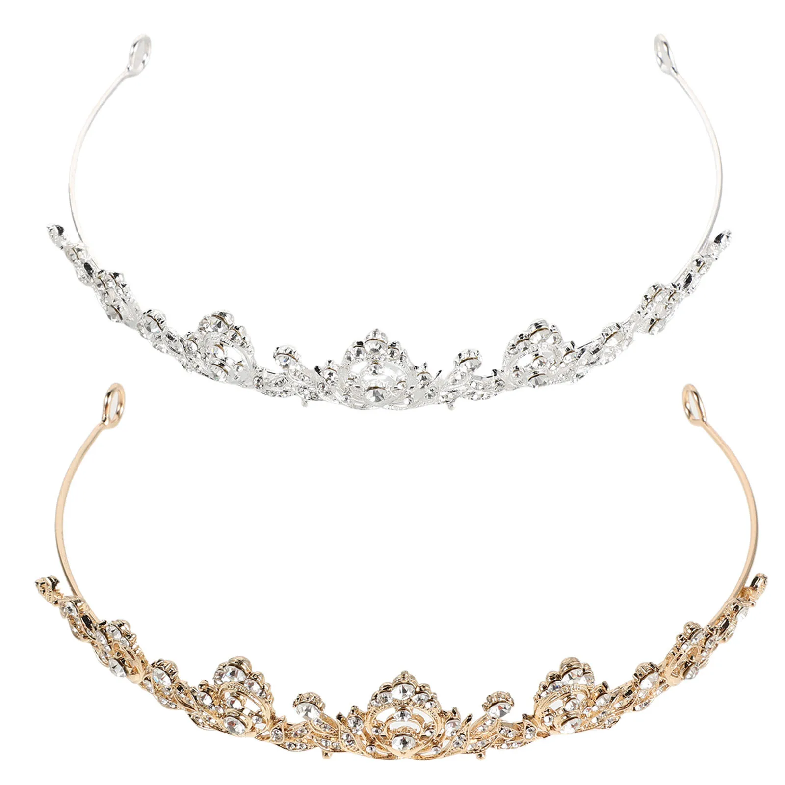 

2Pcs Bridal Headwear Rhinestone Crown Headband Wedding Tiara Crystal Hair Jewelry for Women Elegant Bridal Headdress Secure Fit