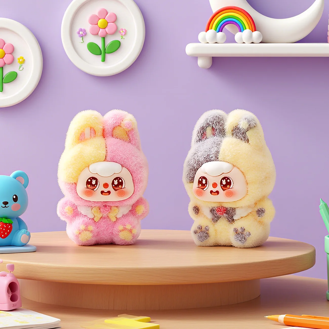 9 قطع - مجموعة جديدة من الرسوم المتحركة الصغيرة للأطفال بعمر ثلاث سنوات، لعبة كرة لطيفة، عنصر ديكور للمكتب للاستخدام المكتبي #3