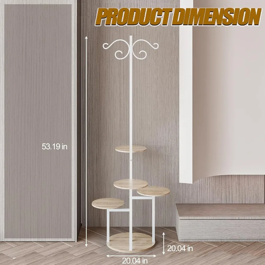 Plant Stand Indoor 5 Tier 8 Potted with hook hanging basket Multiple Flower Pot Holder for Patio Garden Balcony Living Room Cor