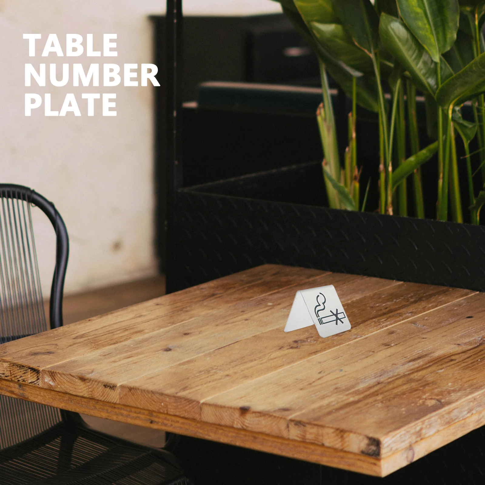 

2pcs Stainless Steel No Smoking Table Sign Double Side Reserved Indicator Cafe Office Hotel Clubs Business Non Smoking