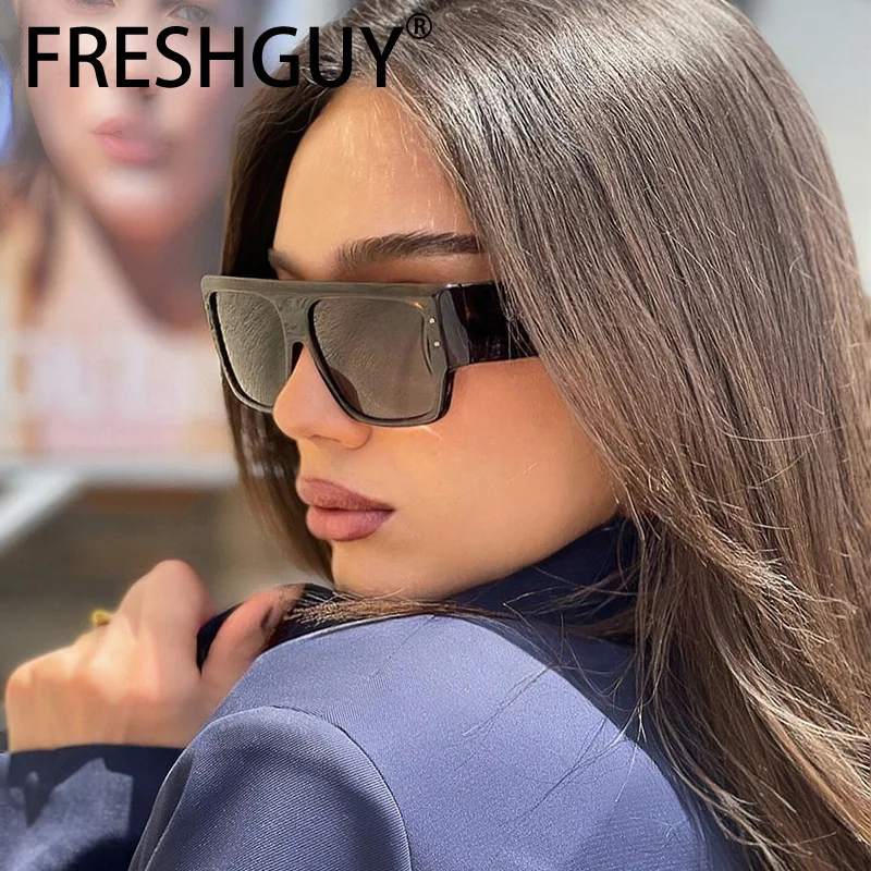 FRESHGUY Square Large Frame Rice Nail Sunglasses 2024 New Sunglasses For Women With A High-end Feel Showing Off Face Small