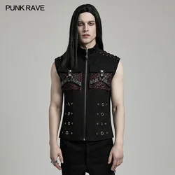 PUNK RAVE Men's Punk Personalized 3D Pockets Vest Shoulder Eyelet Drawstring Decoration Handsome Casual Tops 2 Colors Available