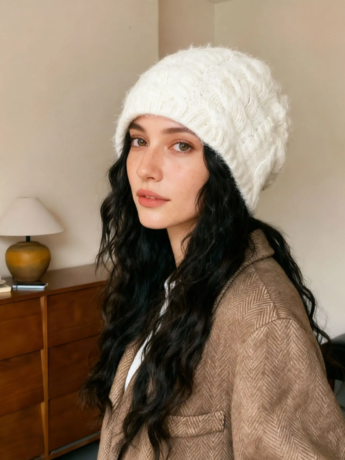1PC  2026 Autumn/Winter New Style Retro Large Headband Knitted Wool Hat for Outdoor Warmth, Wind Resistance and Ear Protection