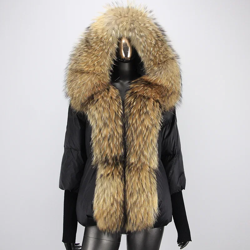 

FURYOURSELF 2023 Winter Jacket Women Real Fox Fur Collar Hooded Natural Warm Loose Oversize Duck Down Coat Streetwear Outerwear