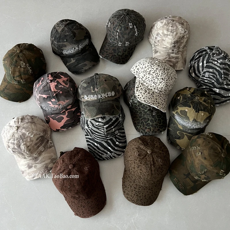 New Leopard Print Camouflage Zebra Baseball Cap Women Summer Korean Version Street Trendy Male Couple Hole Sun Cap