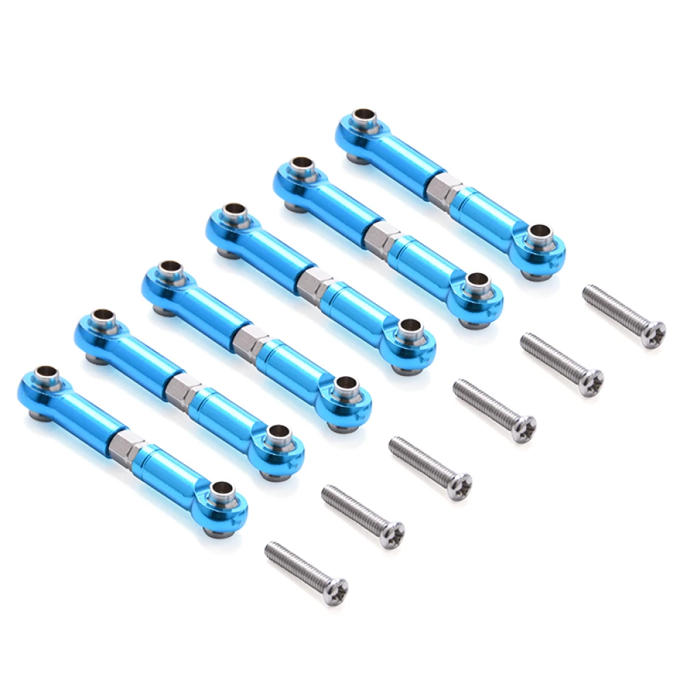 6Pcs Adjustable For Wltoys 1/18 A949 A959 A969 A979 K929 Aluminum Upgrade Spare Parts Metal Linkage Pull Rod Servo Link A959-B