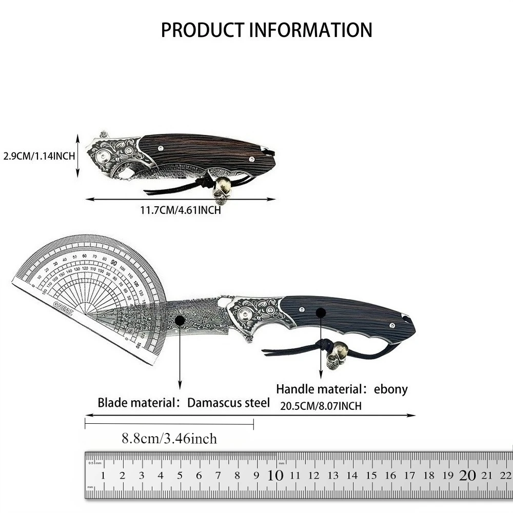 عالية الجودة التكتيكية سكين للفرد دمشق شفرة فولاذية خشب الأبنوس مقبض في الهواء الطلق التخييم الصيد الغابة الصيد أداة القطع