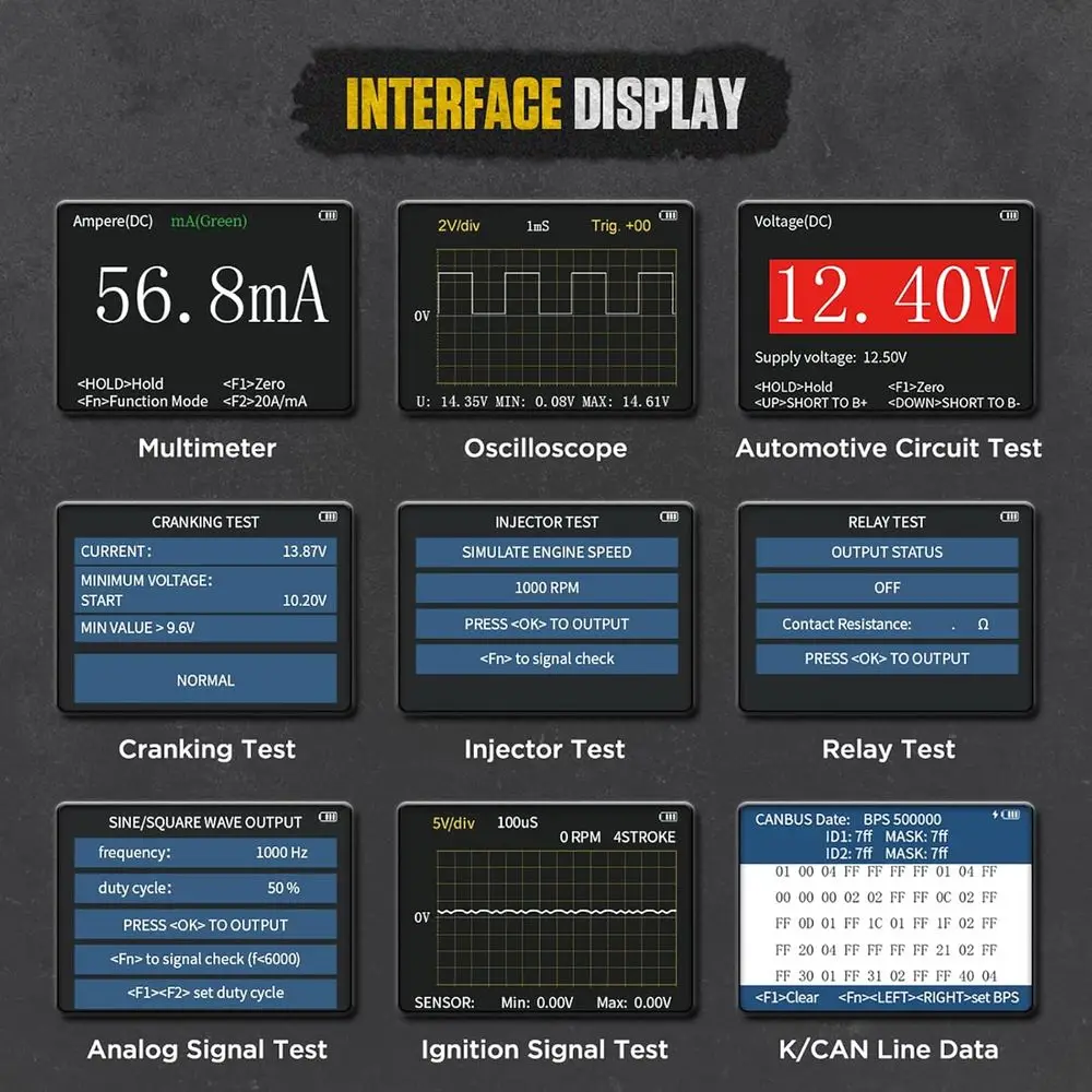 Digital Electrical Multimeter Multimeter Oscilloscope with 12 Functions