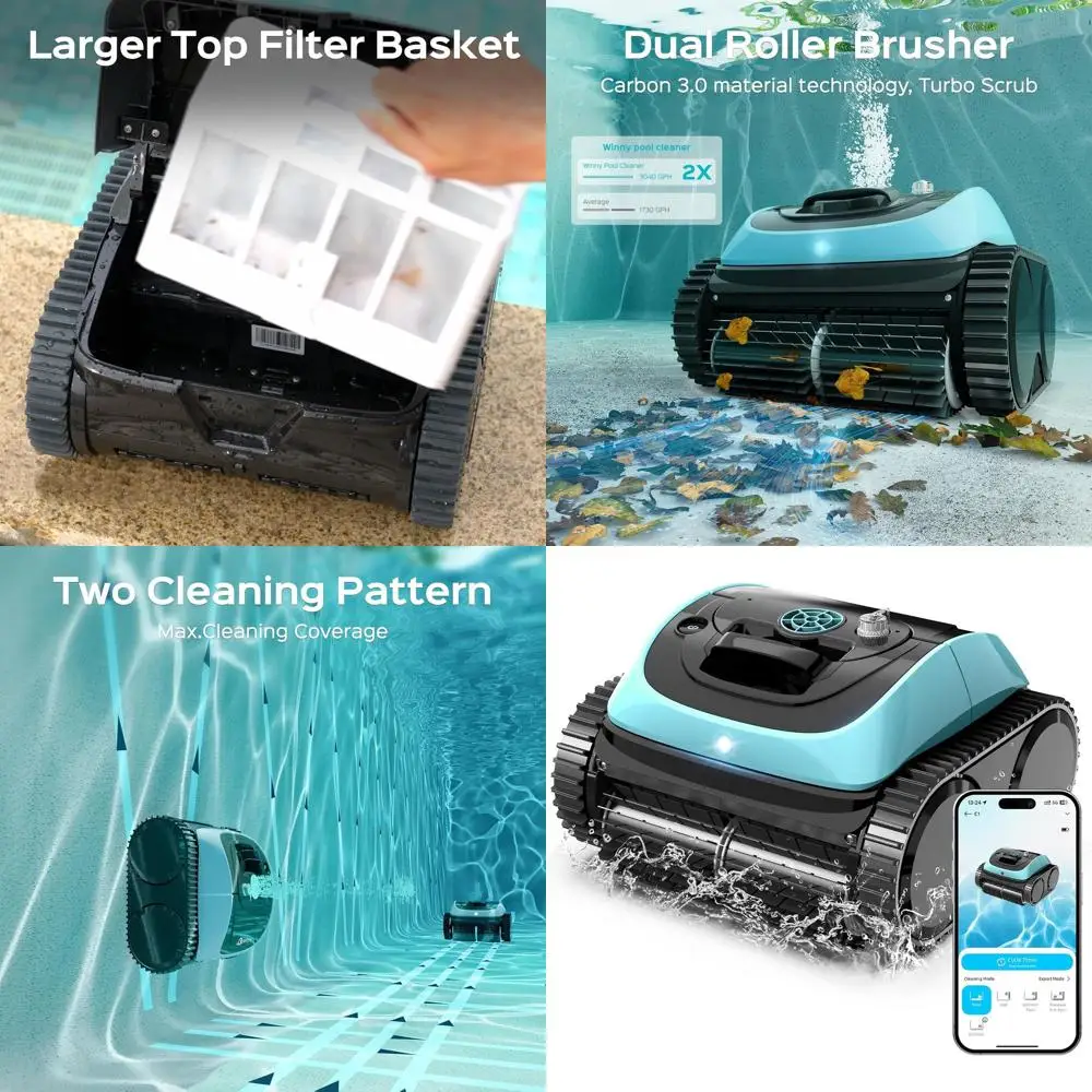 

Автоматический пылесос для бассейнов с интеллектуальной навигацией, 150 минут работы, подходит для бассейнов площадью до 1600 кв. м. Фут.