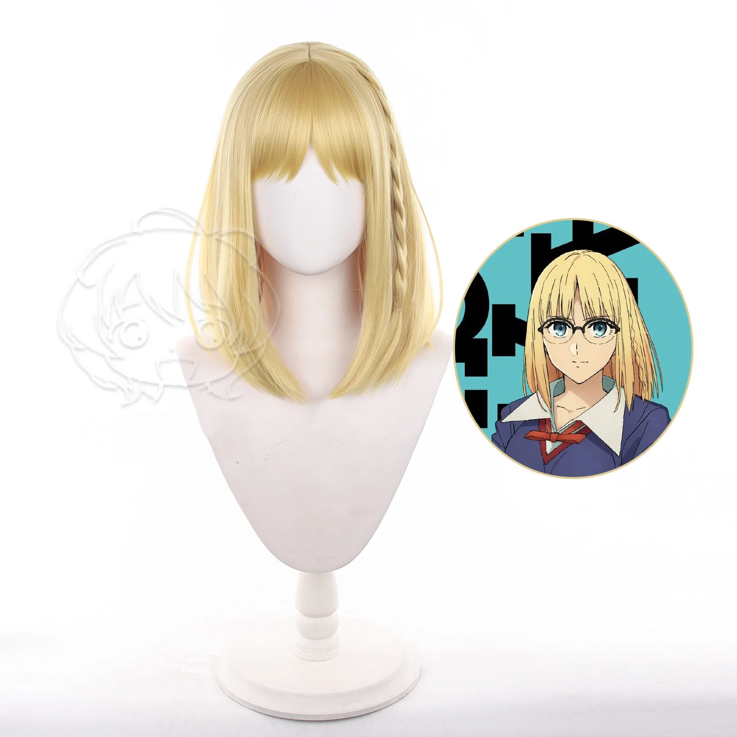 Ayaka Sajyou Blonde Medium Cosplay Wig Anime Fate/strange Fake Synthetic Wig with Bangs Side Braid Women Comic Con Party Props