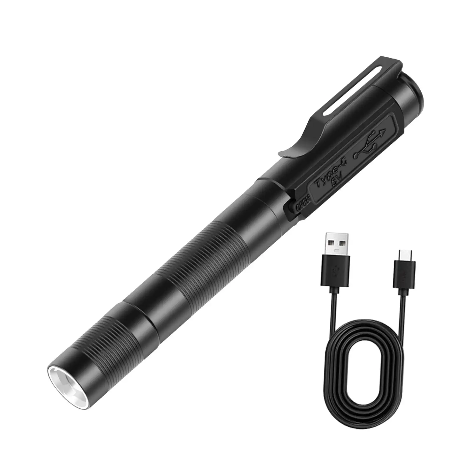 Lanterna LED portátil USB, Pen Light, Tocha, Luz para caminhadas