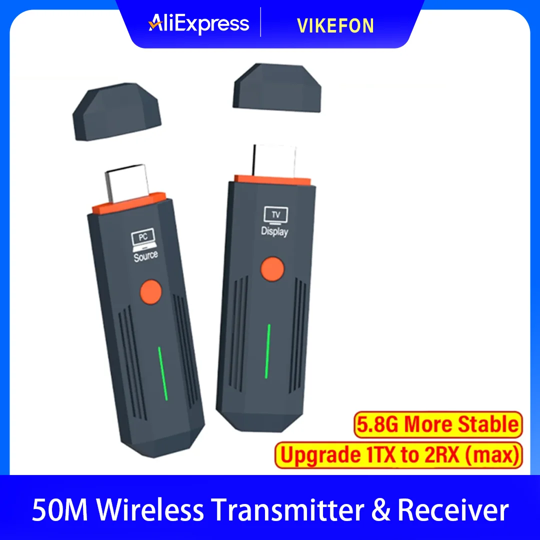 50M 1080P 60Hz Video Audio Transmitter Receiver Extender Display Adapter Wireless HDMI-Compatible From PC to Projector&Monitor