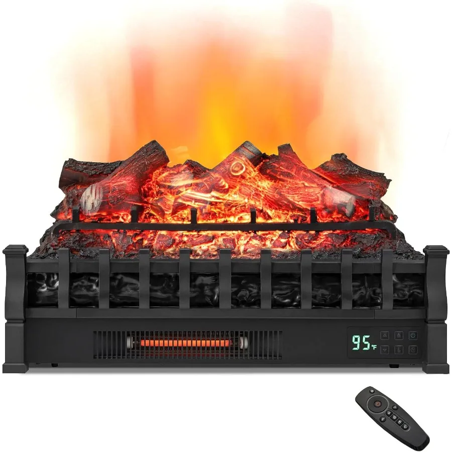 

26 Electric Fireplace Log Set Heater with Remote Control for Living Room or Bedroom Offers 5 Flame Modes and Adjustable Brightn