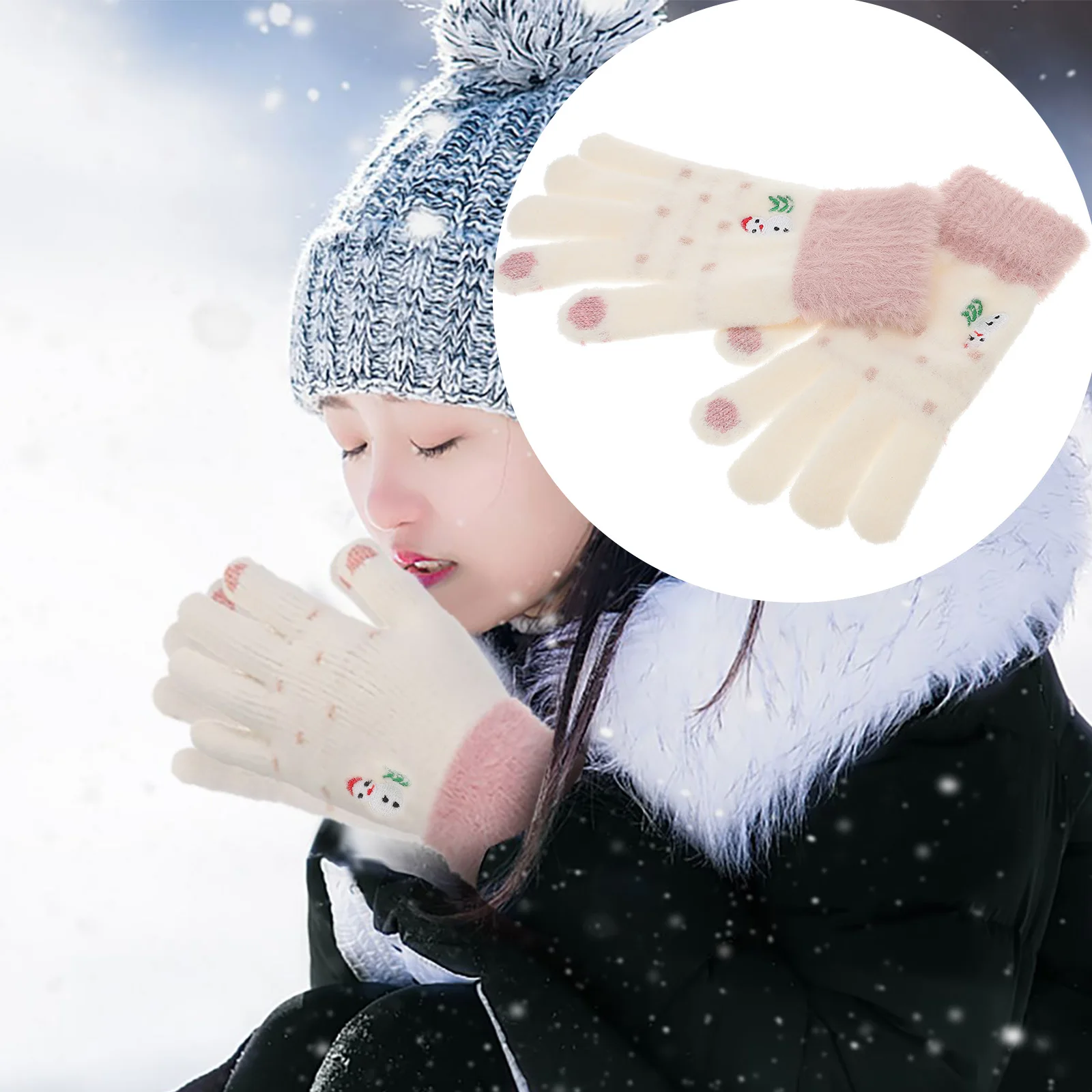

Touch Screen Gloves Thermal Touchscreen Black Thicken White Imitation for Winter