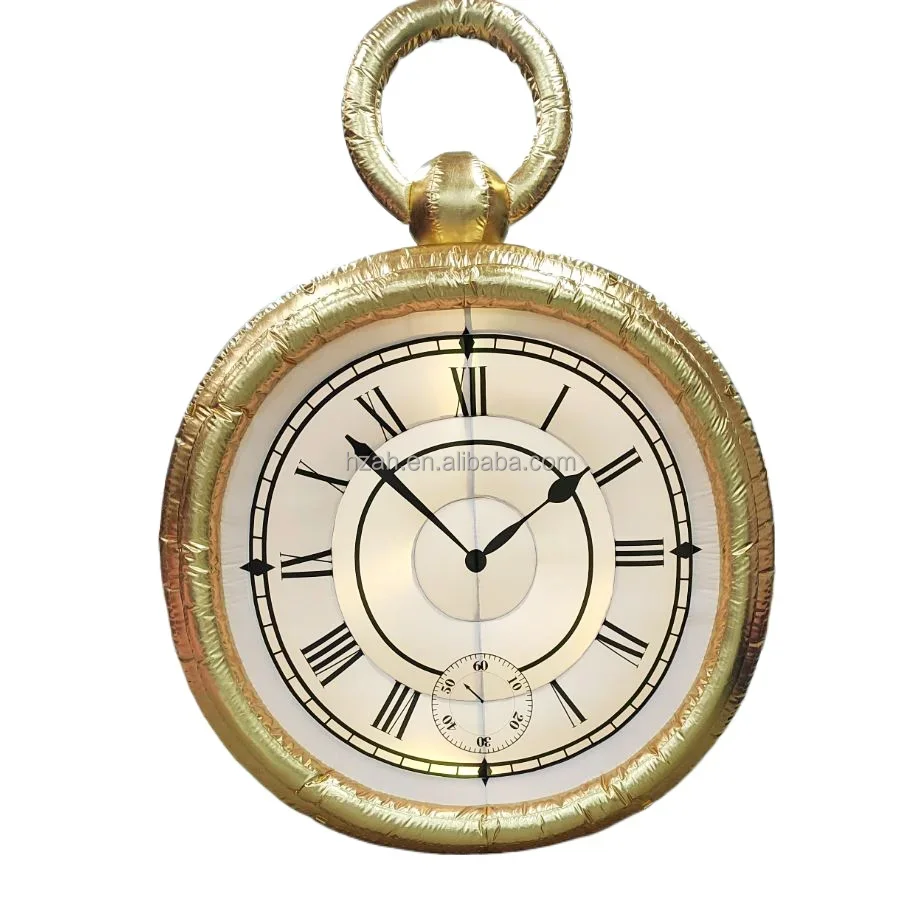 Alic e in Wonderland Character Giant Inflatable Clock for White Rabbit Inflatable Go ld Alarm Clock with L ed Light