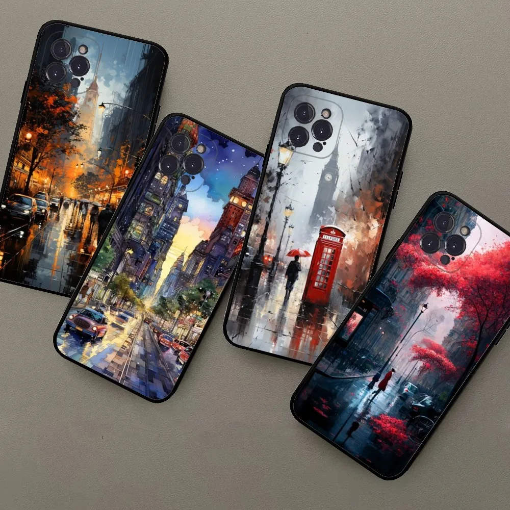 City Phone Case For iPhone 15 14 13 12 Mini 11 Pro XS Max X XR SE 6 7 8 Plus Soft Silicone Cover