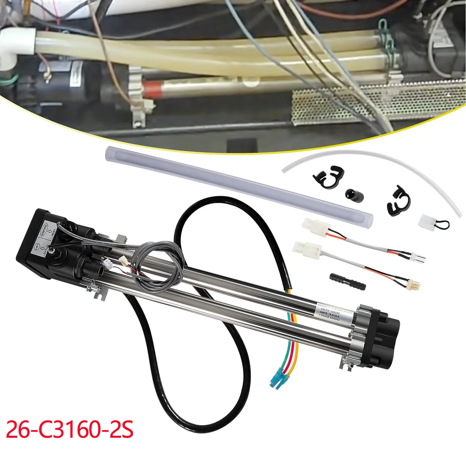 26-C3160-2S Double-Barrel Low-Flow Heater Assembly for Watkins/Hot Spring/Tiger River/Hot Spot/Caldera/Laing tri-Bend Heater