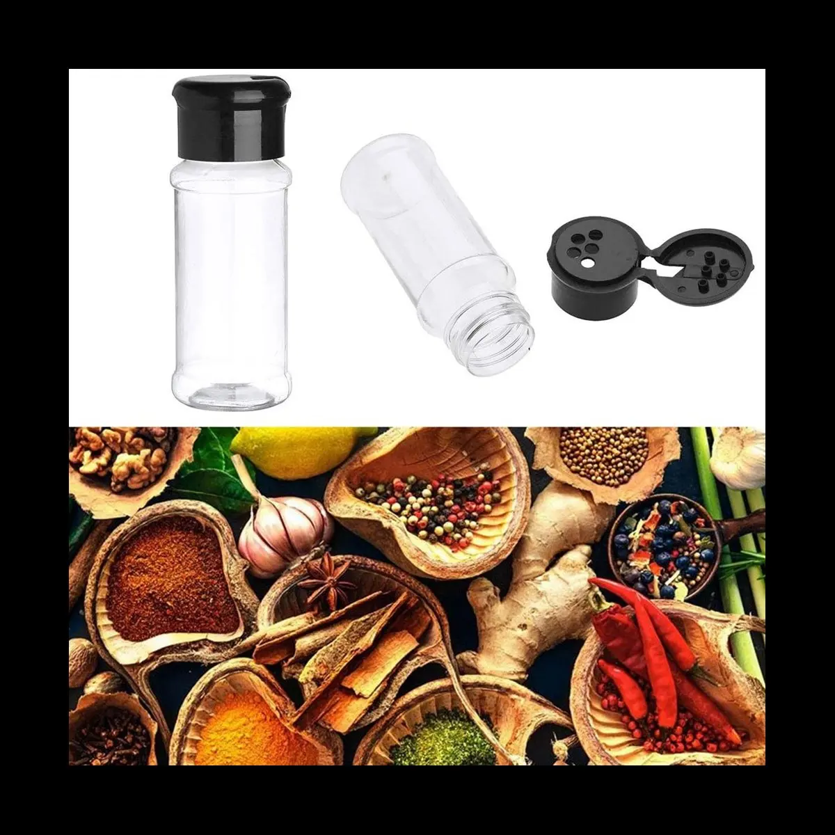 

Teknikishan, 60 шт., контейнеры для банок для специй, банка для приправ с солью и перцем, идеально подходящая с крышками для ситечка, для хранения специй, трав и порошков