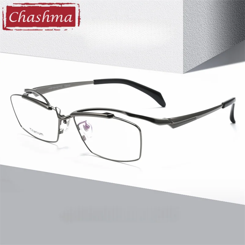 Chashma 58mm Elegant Ultra Light Men Prescription Glasses Frame Pure Titanium Male Design Optical Eyewear Top Quality Spectacles