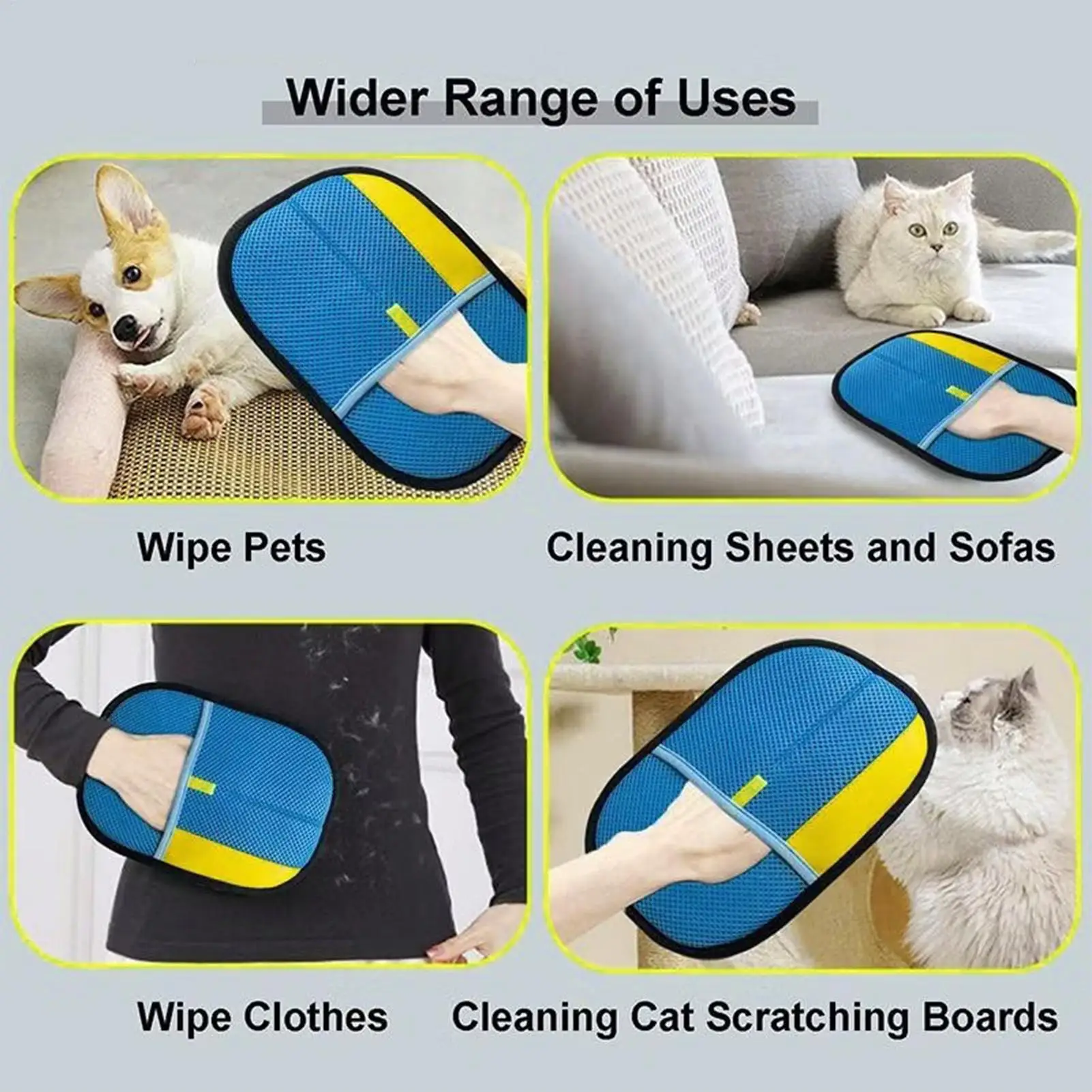 Pet Hair Remover Gloves Electrostatic For Cats Dogs, Reusable Washable Grooming Glove Anti-Shedding Grooming Gloves Pet supplies view 6