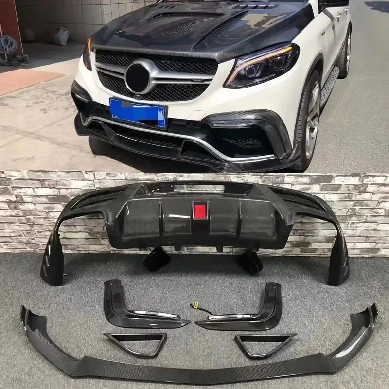 

For Benz W292 Gle Gle350 Gle63 Real Carbon Fiber Front Bumper Lip Rear Diffuser Spoiler Air Vents Exhaust Vent Car Body Kit