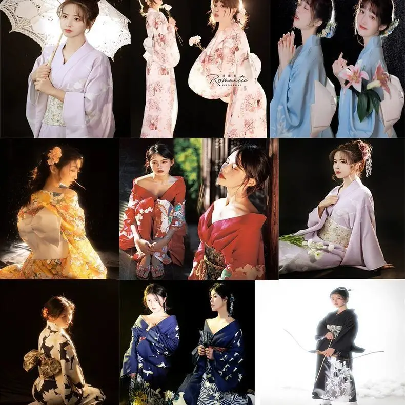 

Japanese Kimono Improved Pajamas Women's Summer Satin Nightgown Bathrobe Homewear women Kimono dress