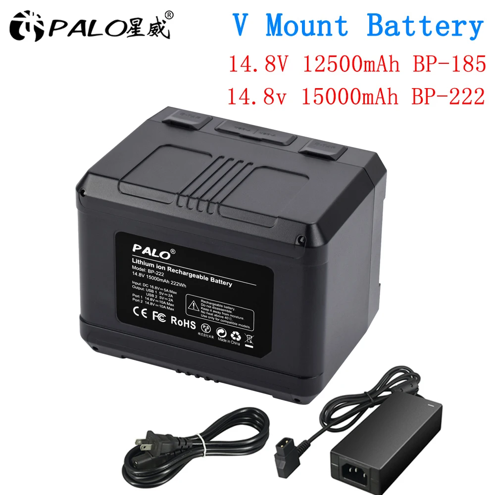 

V Mount Battery BP-185 BP-222 for Sony V-Lock HDCAM XDCAM Batteries Camcorder Broadcast LED Video Light Blackmagic URSA Mini Pro