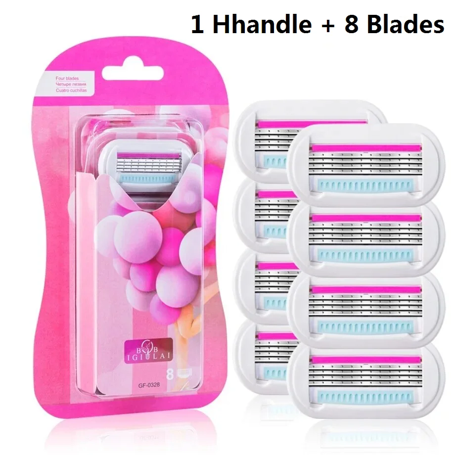 

( 1 Hhandle + 8 Blades ) Women Safety Razor Blades Remover Face/ Leg/ Armpit/ Bikini Beauty Shaving Blade Compatible Venus Shave