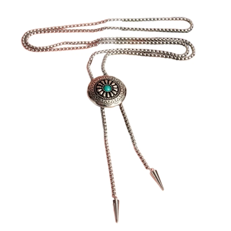 

50JB Relief Turquoises Buckle Bolo Tie for Male Women Bridegroom Wedding Necklace Western Cowboy Necktie Bolo Tie for Shirt