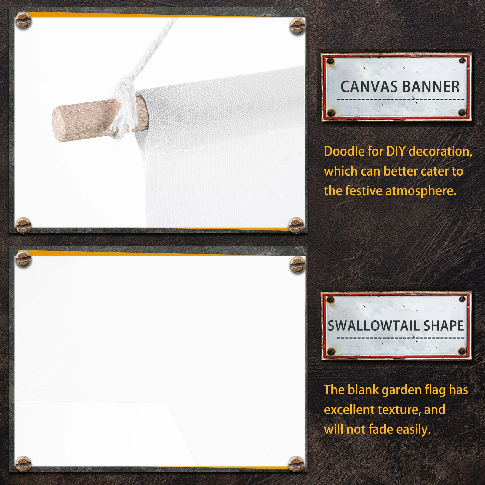 

Blank Hanging Flag Garden Celebration Single Layer Canvas Banner DIY Home Supplies Plain Yard Flags Waterproof