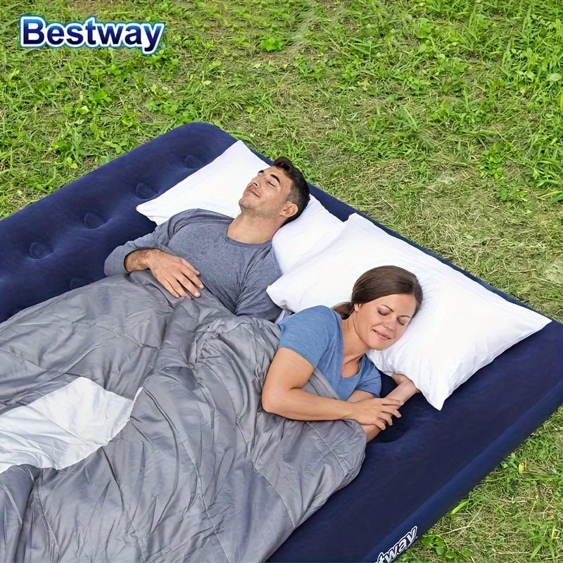 Bestway 67004/67003/67002/67001 1 x 4 Size Indoor/Outdoor Soft Top Air Mattress without Pump Flocked Moisture Mat