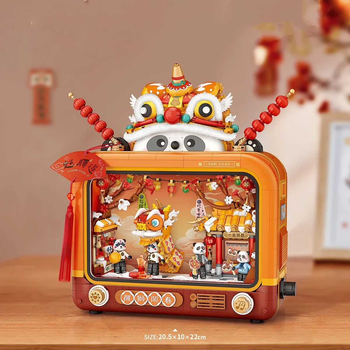 LOZ mini Blocks Building Toys 2in1 Shadow Puppetry Lion Dance Holiday Gift Puzzle With Lighting New Year Present Home Decor 1966