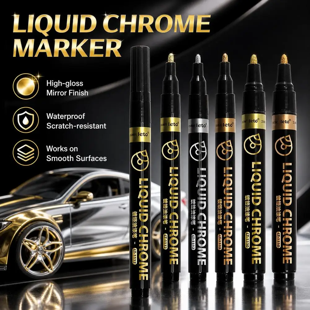 Touch Up Paint Pen Mirror Chrome Pen DIY Graffiti Reflective Paint Pen Up To Plastic Model Touch Up Paint Metal Pen