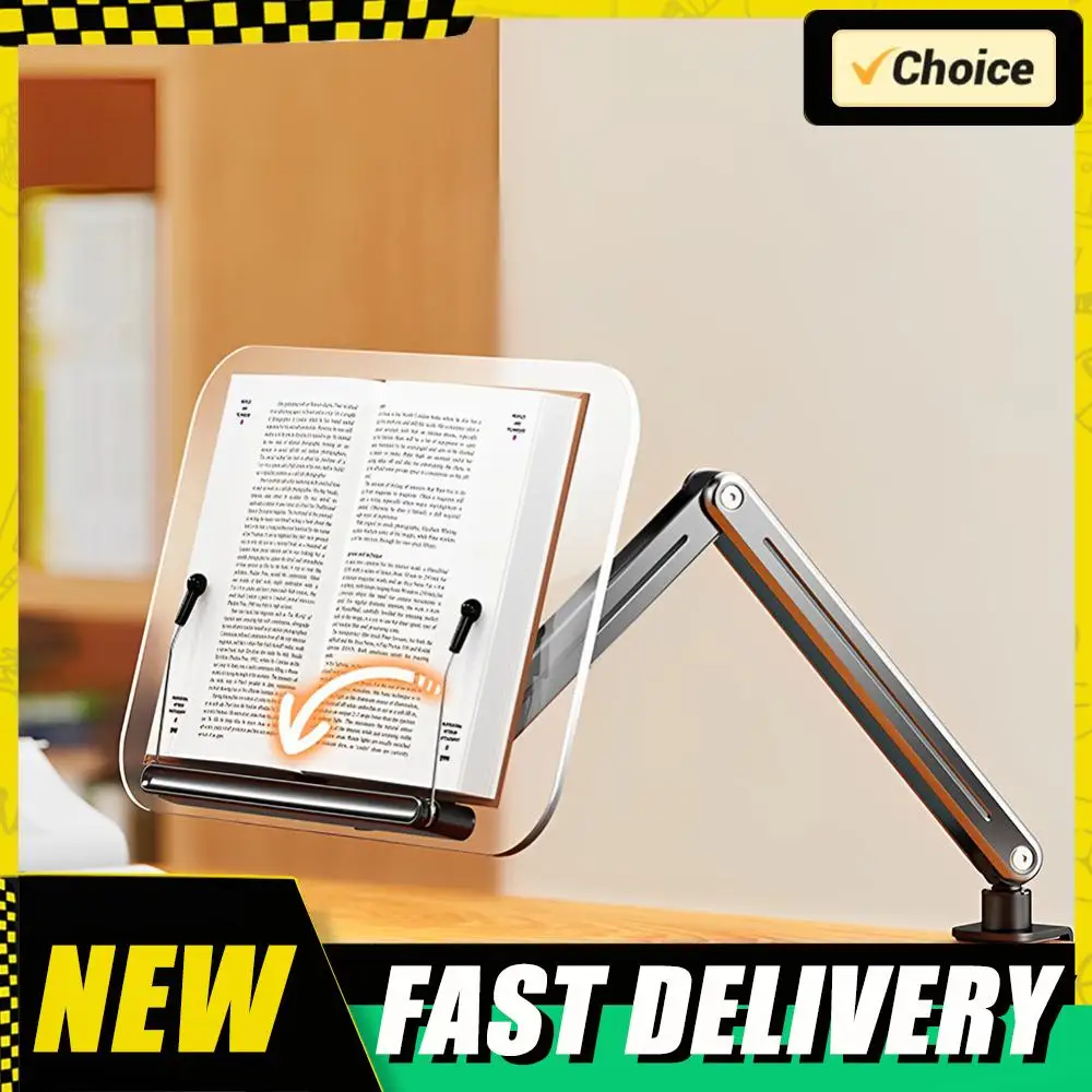 

Акриловая подставка для книг с эластичными зажимами для страниц Складная подставка для книг 360° ° Вращающаяся складная настольная подставка для домашнего офиса