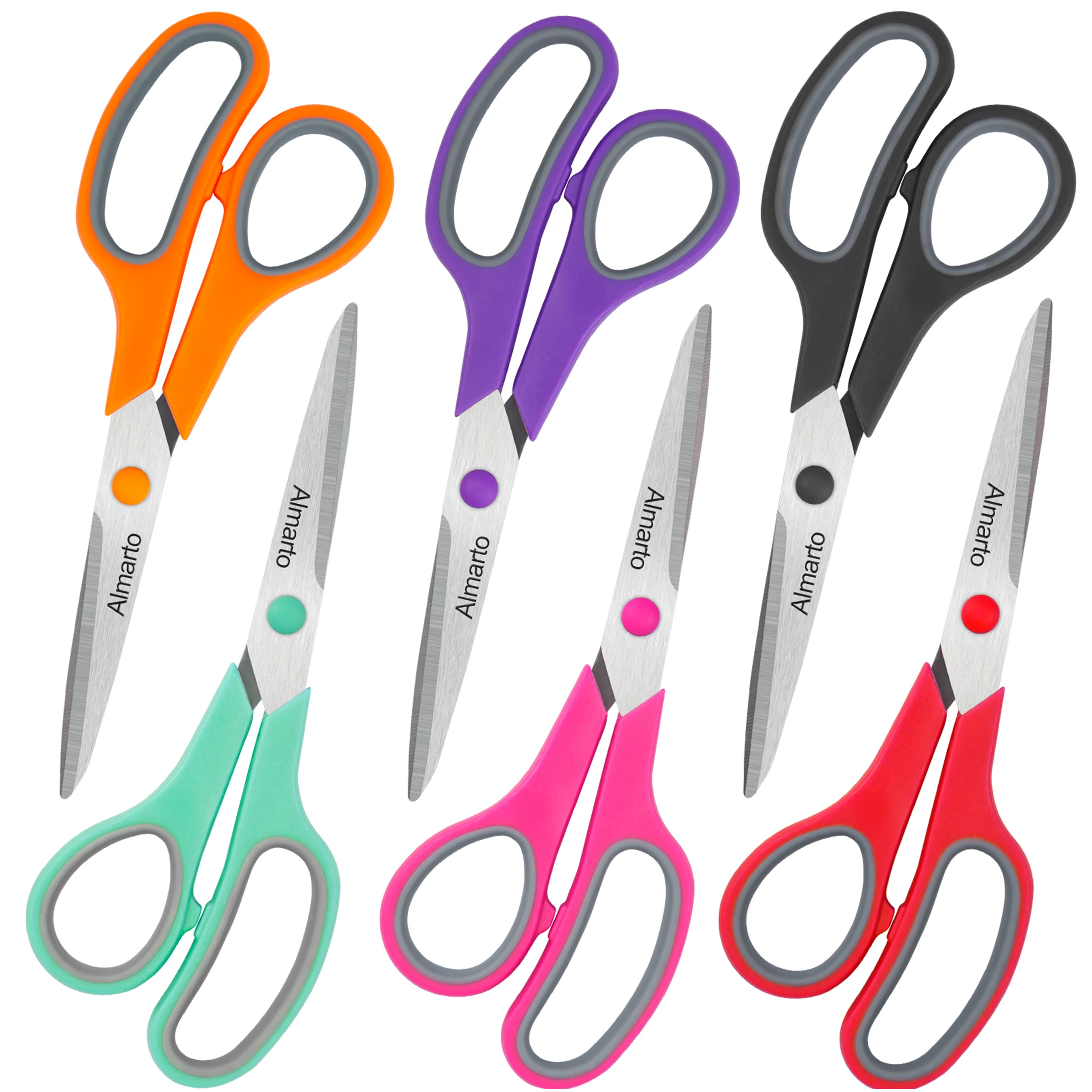 Scissors Bulk, 8" All Purpose Scissors Pack of 6 - High Performance and Designed for Comfort and Cutting - Sharp to Cutting