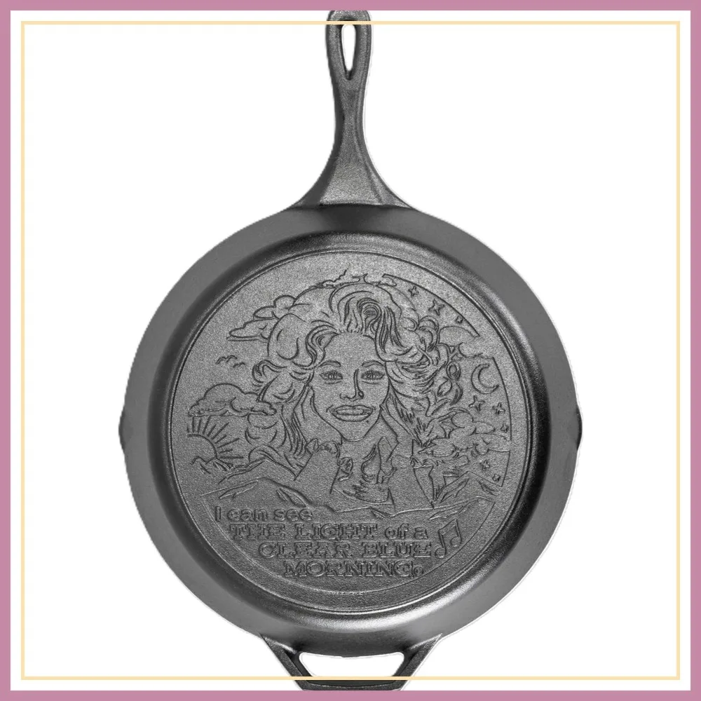 

13.25 Inch Pre-Seasoned Cast Iron Skillet - Teardrop Handle - Oven, Stove, Grill, Campfire