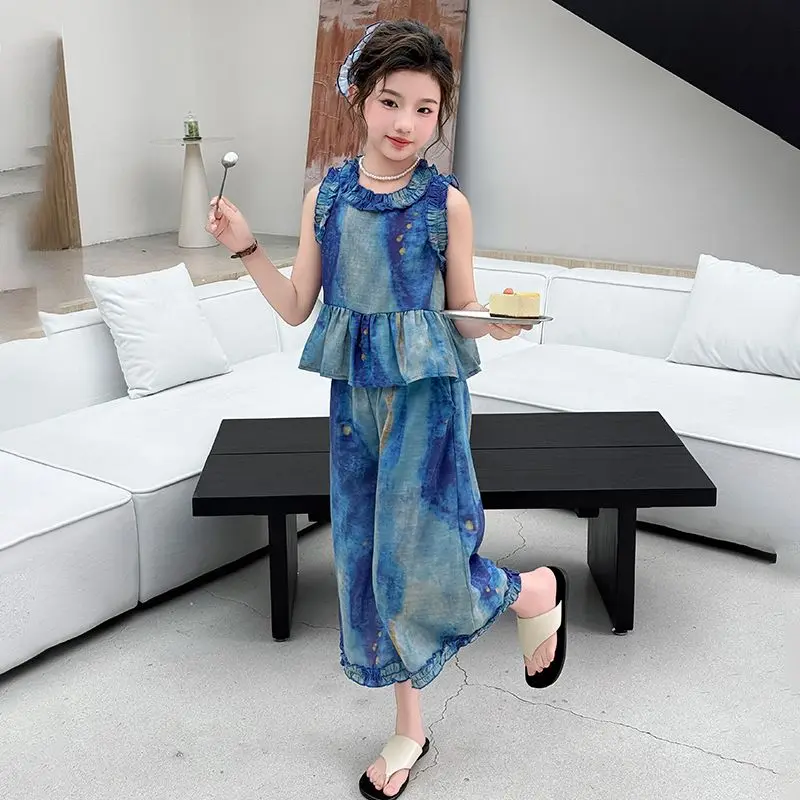 أطفال ملابس الصيف الفتيات من 13 إلى 14 سنة 8 مجموعات أطفال مجموعة الأطفال معطف فوقي من الأسفل الفتاة القمصان الابتدائية وتتسابق 10